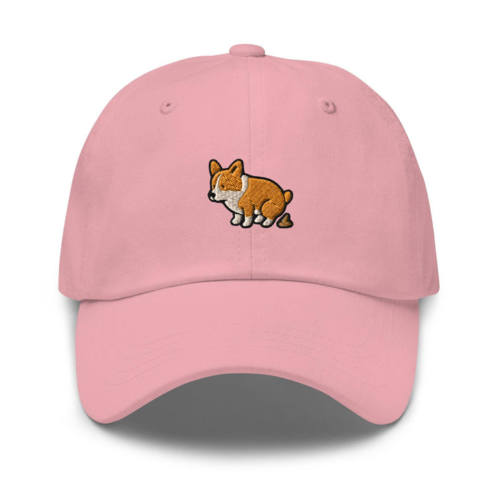 Corgi Pooping Embroidered Dad Cap: Chino Cotton Twill Adjustable Unisex Hat
