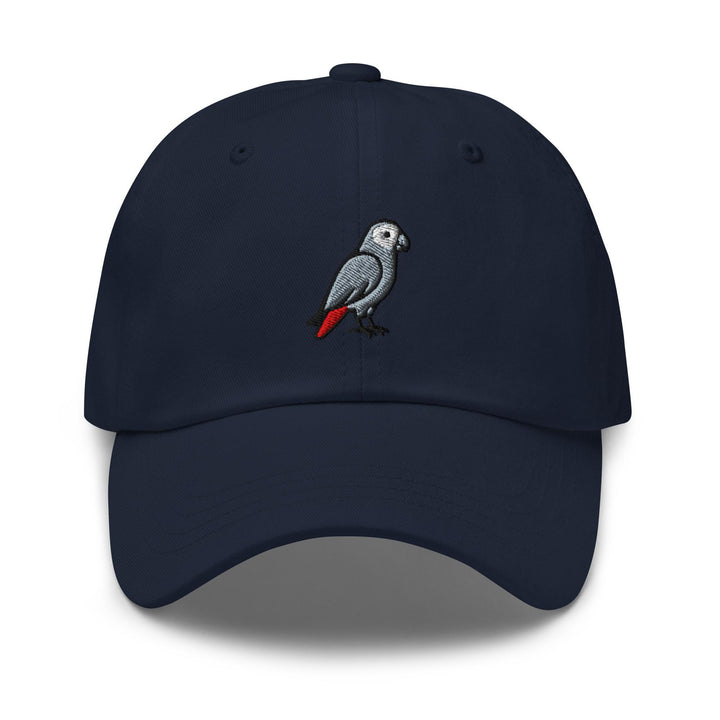 African Grey Parrot Embroidered Dad Cap: Chino Cotton Twill Adjustable Unisex Hat
