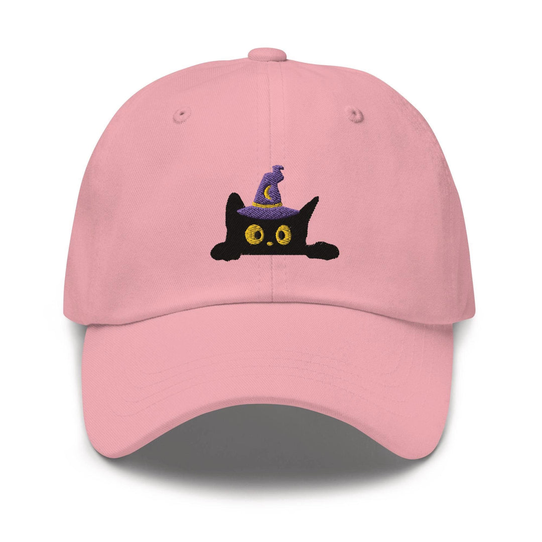 Black Wizard Cat Embroidered Dad Cap: Chino Cotton Twill Adjustable Unisex Hat