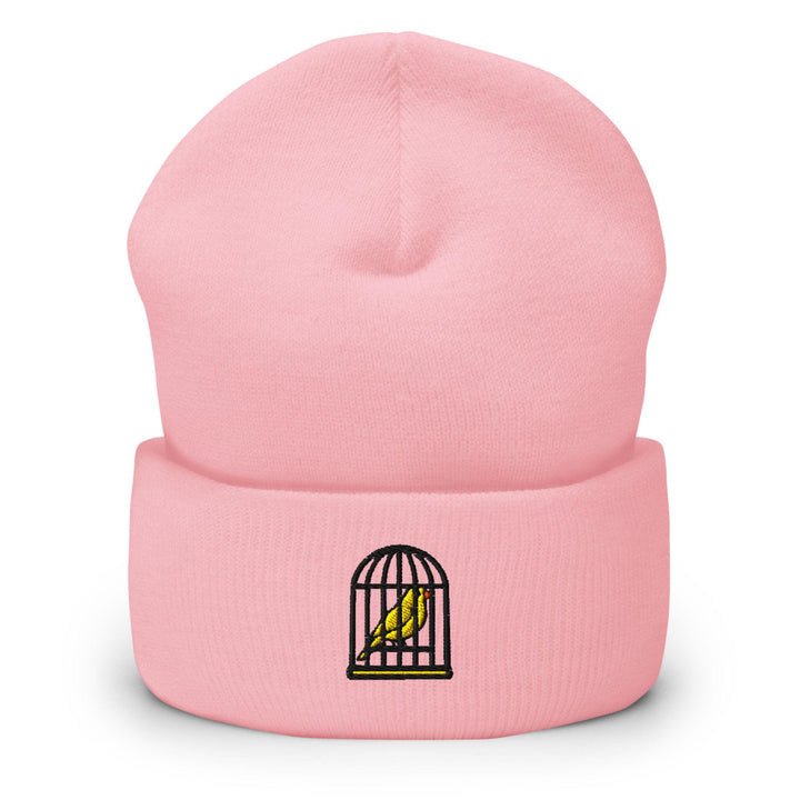 Canary in a Cage Embroidered Cuffed Beanie: Cozy Unisex Winter Cap