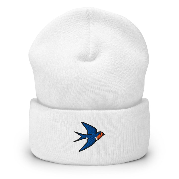 Swallow Bird Embroidered Cuffed Beanie: Cozy Unisex Winter Cap