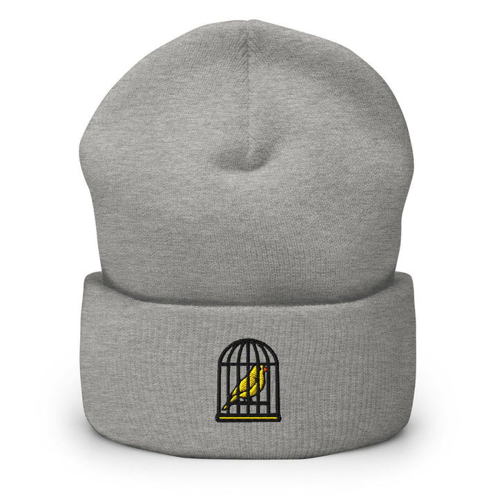 Canary in a Cage Embroidered Cuffed Beanie: Cozy Unisex Winter Cap