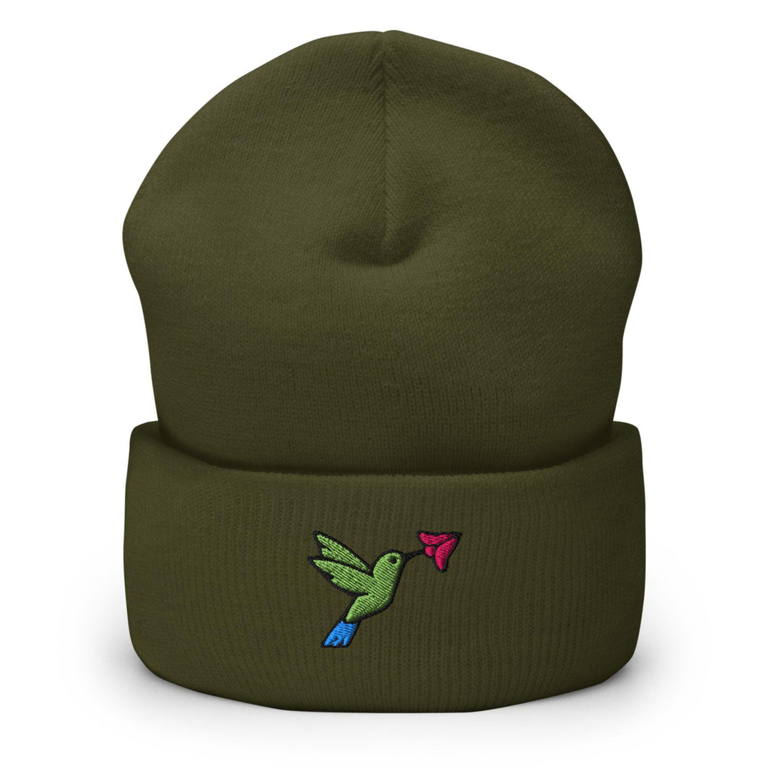 Hummingbird Embroidered Cuffed Beanie: Cozy Unisex Winter Cap