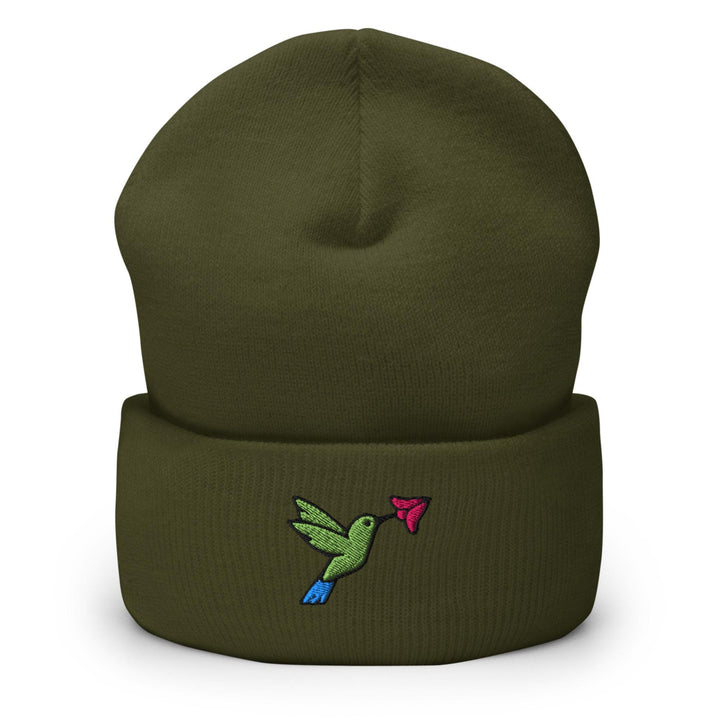 Hummingbird Embroidered Cuffed Beanie: Cozy Unisex Winter Cap