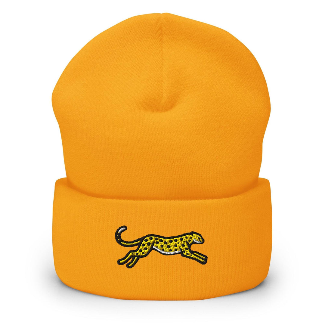 Cheetah Embroidered Cuffed Beanie: Cozy Unisex Winter Cap