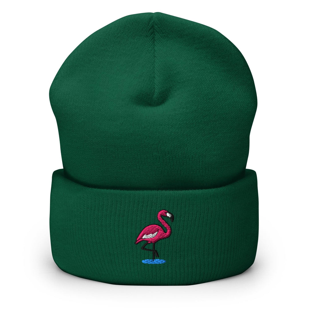 Flamingo in Water Embroidered Cuffed Beanie: Cozy Unisex Winter Cap