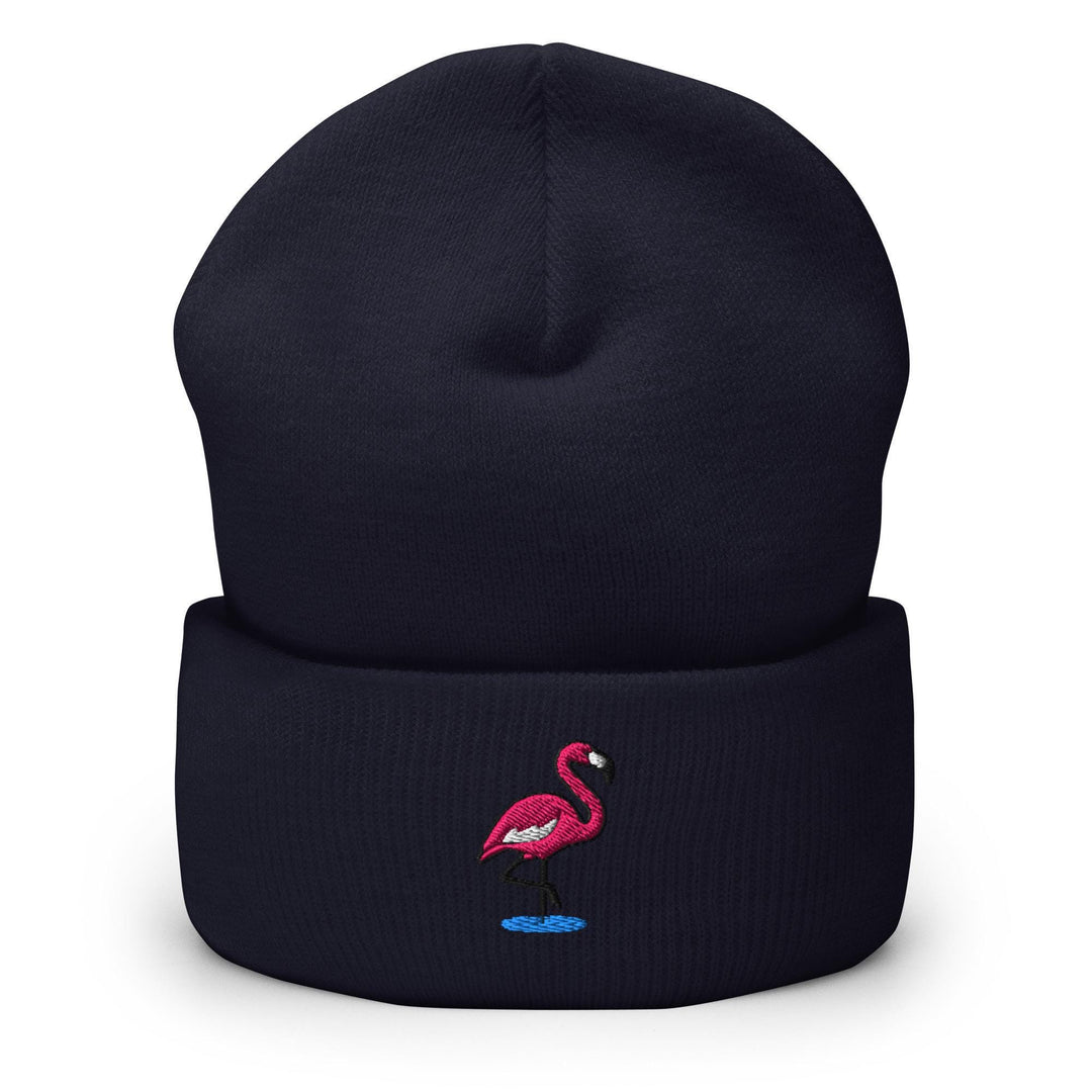 Flamingo in Water Embroidered Cuffed Beanie: Cozy Unisex Winter Cap