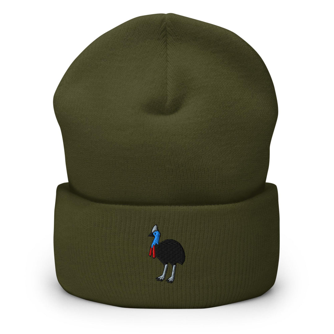 Southern Cassowary Embroidered Cuffed Beanie: Cozy Unisex Winter Cap