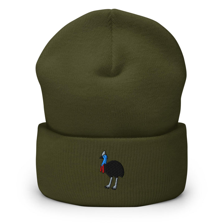 Southern Cassowary Embroidered Cuffed Beanie: Cozy Unisex Winter Cap