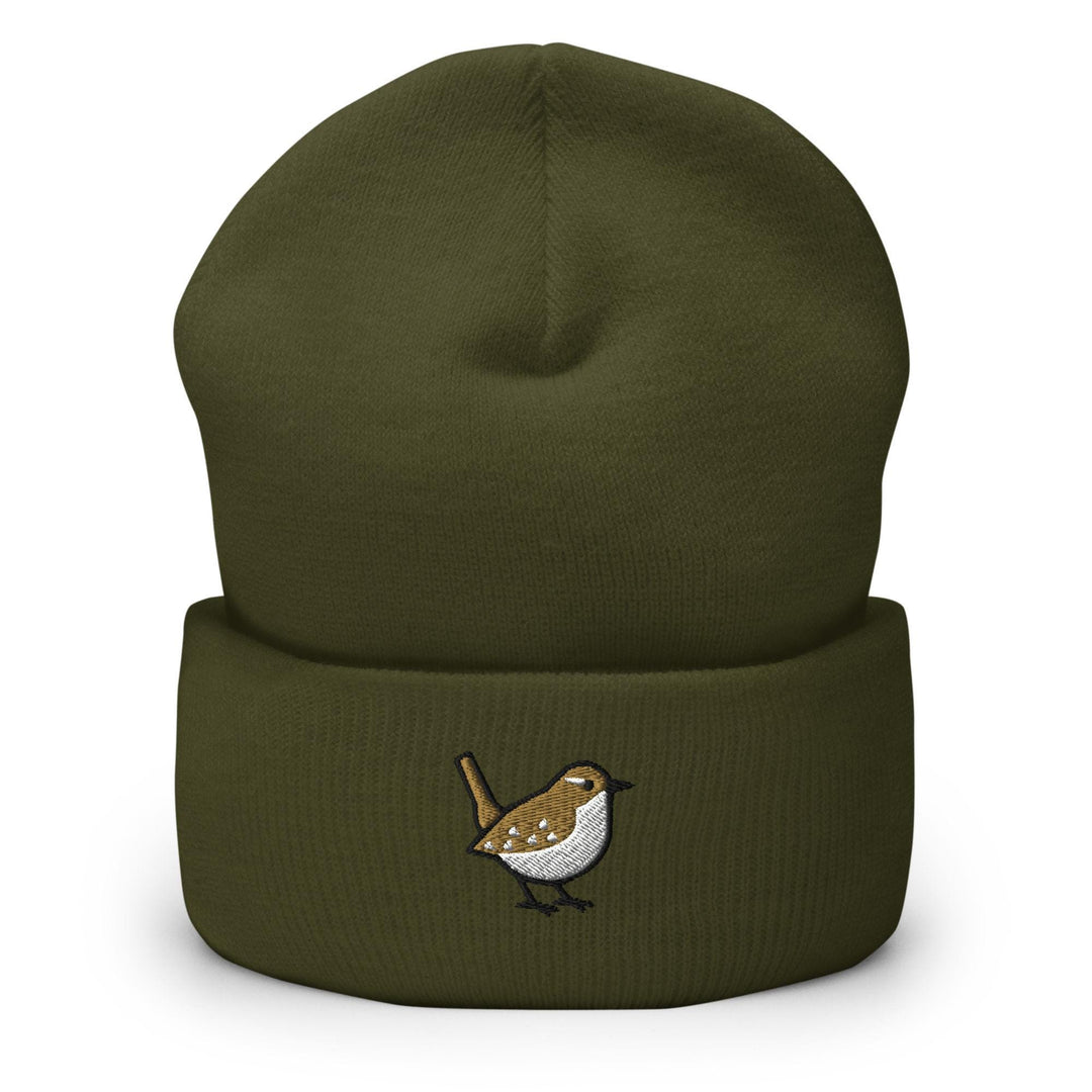 Winter Wren Embroidered Cuffed Beanie: Cozy Unisex Winter Cap