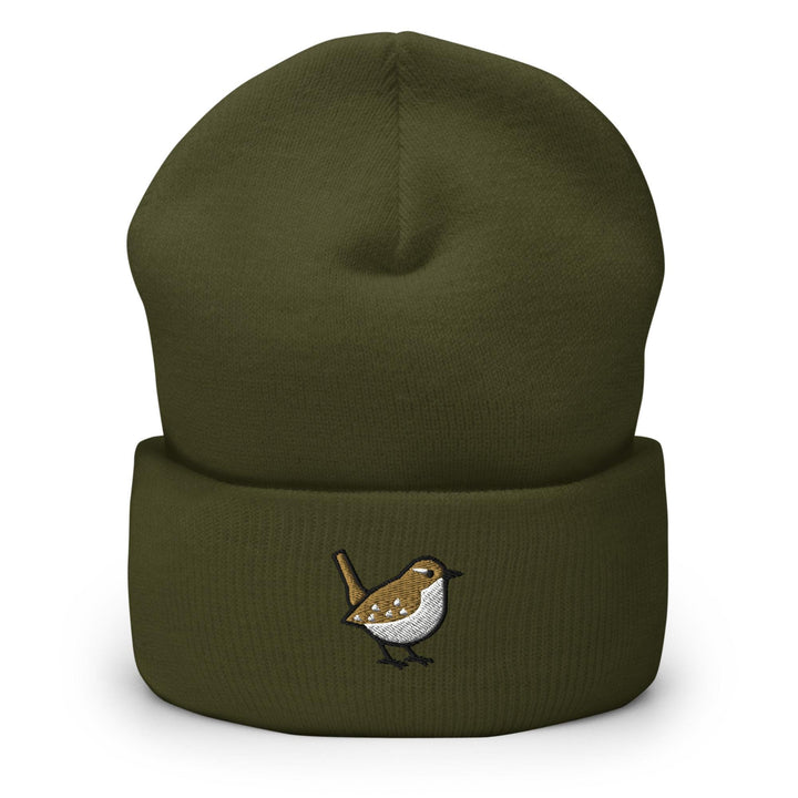 Winter Wren Embroidered Cuffed Beanie: Cozy Unisex Winter Cap