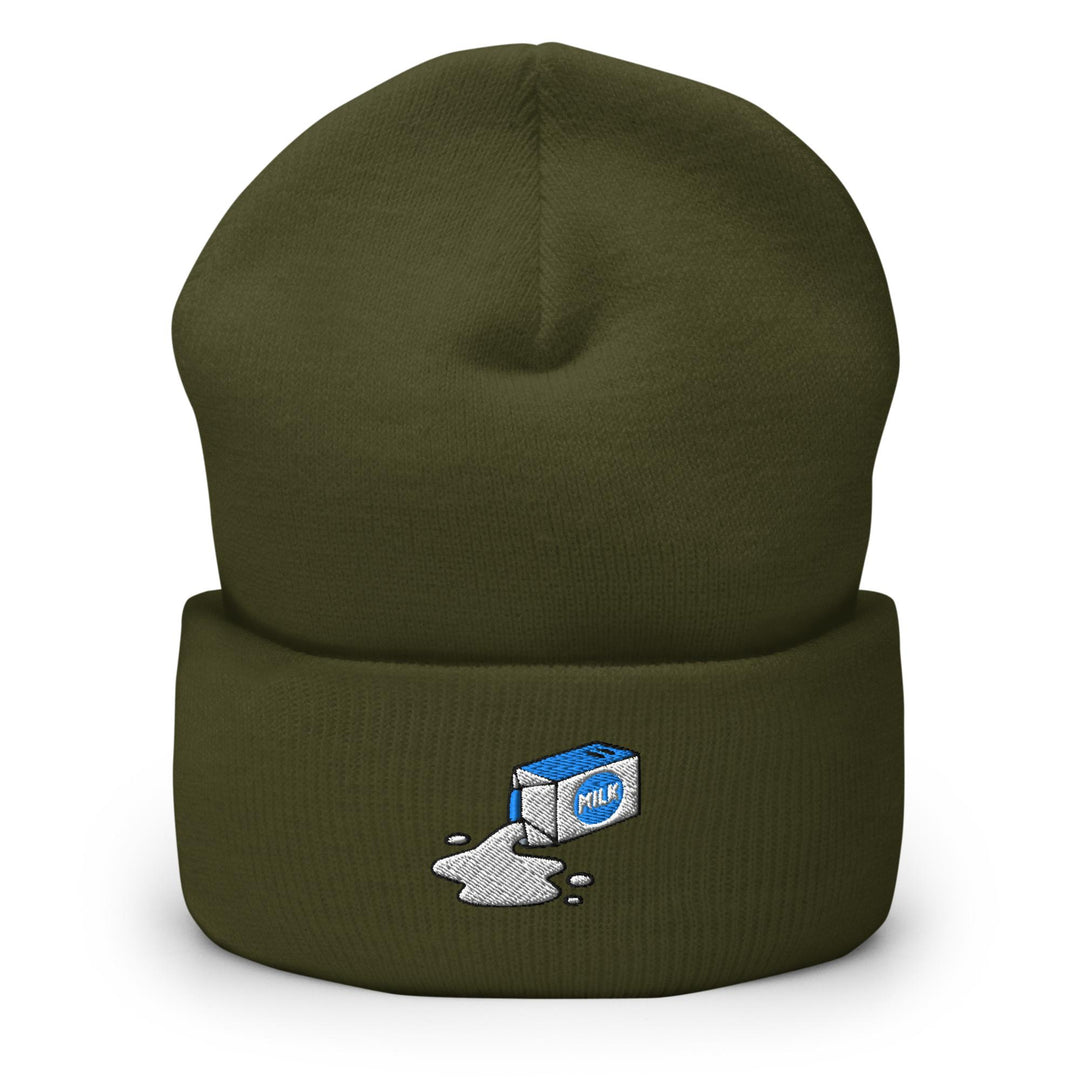 Spilled Milk Carton Embroidered Cuffed Beanie: Cozy Unisex Winter Cap