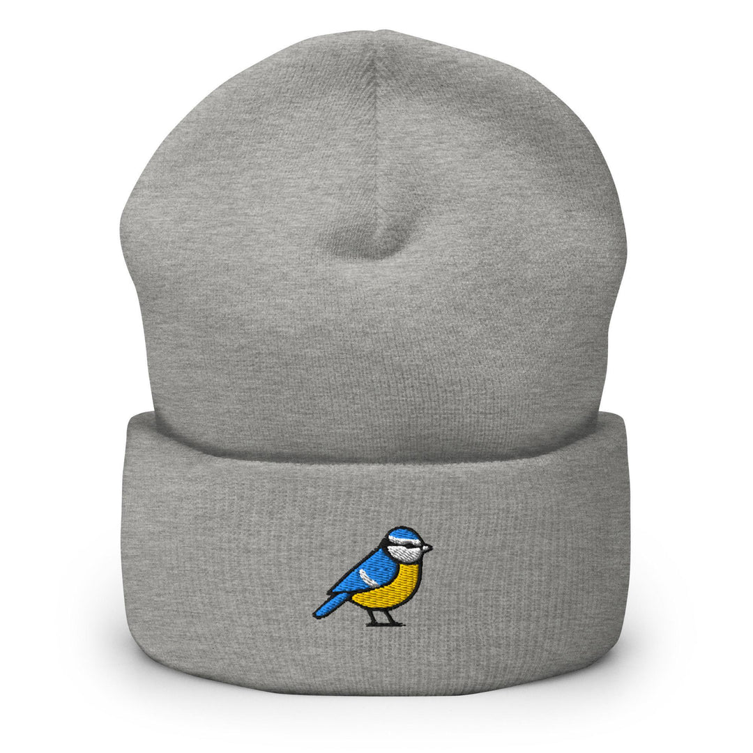 Eurasian Blue Tit Embroidered Cuffed Beanie: Cozy Unisex Winter Cap