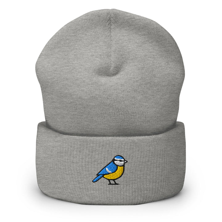 Eurasian Blue Tit Embroidered Cuffed Beanie: Cozy Unisex Winter Cap