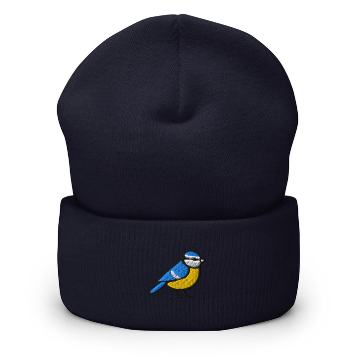 Eurasian Blue Tit Embroidered Cuffed Beanie: Cozy Unisex Winter Cap