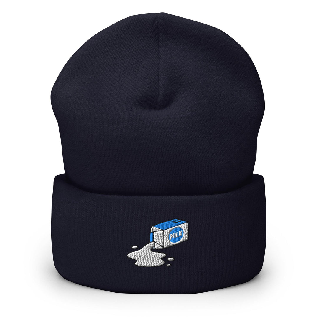 Spilled Milk Carton Embroidered Cuffed Beanie: Cozy Unisex Winter Cap