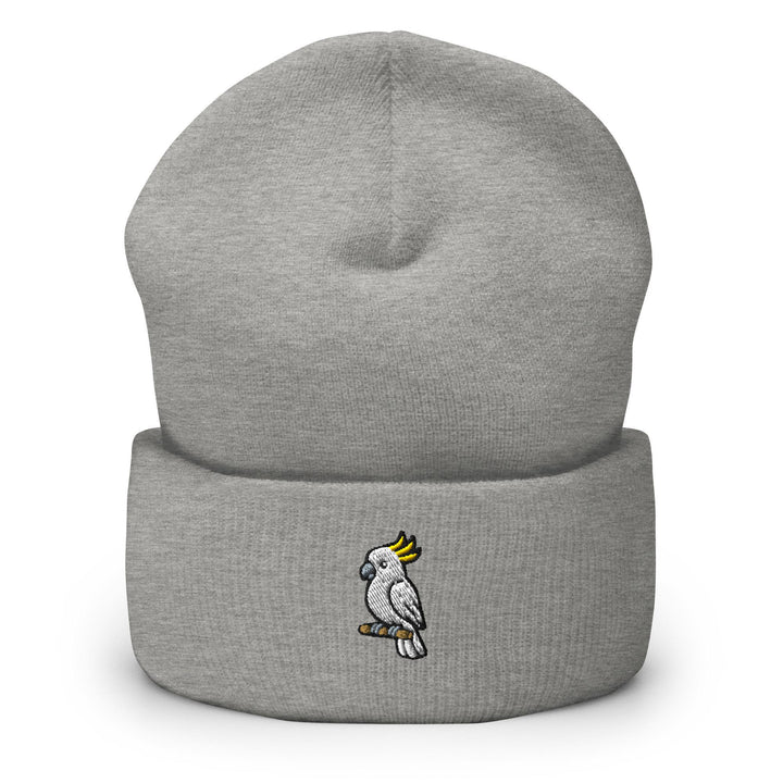 Yellow-Crested Cockatoo Embroidered Cuffed Beanie: Cozy Unisex Winter Cap