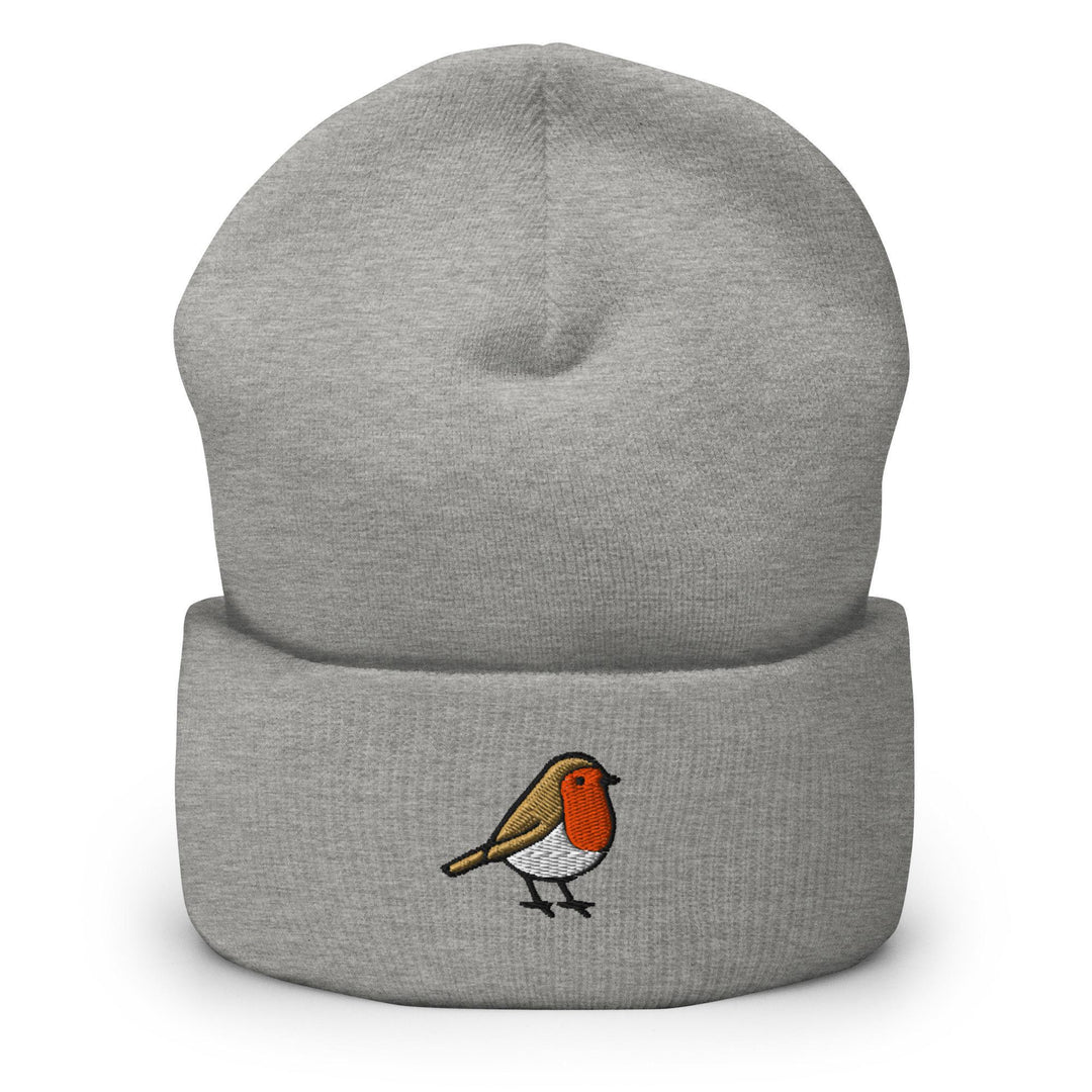 European Robin Embroidered Cuffed Beanie: Cozy Unisex Winter Cap