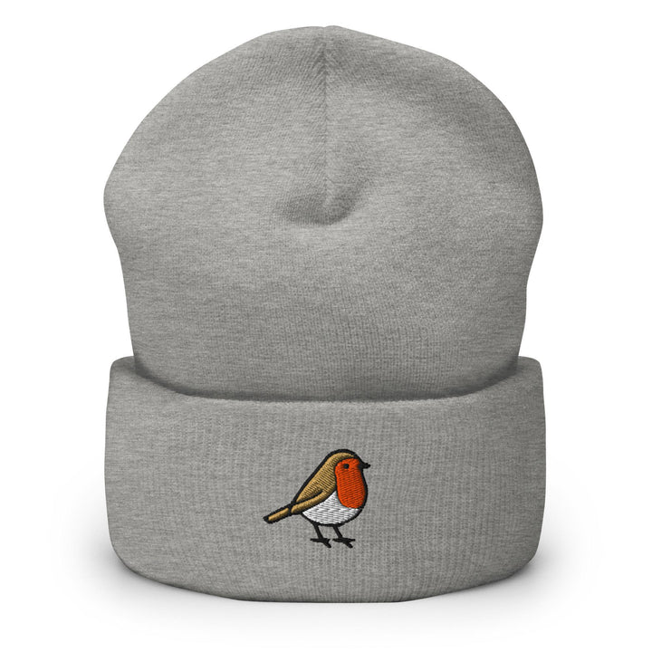 European Robin Embroidered Cuffed Beanie: Cozy Unisex Winter Cap