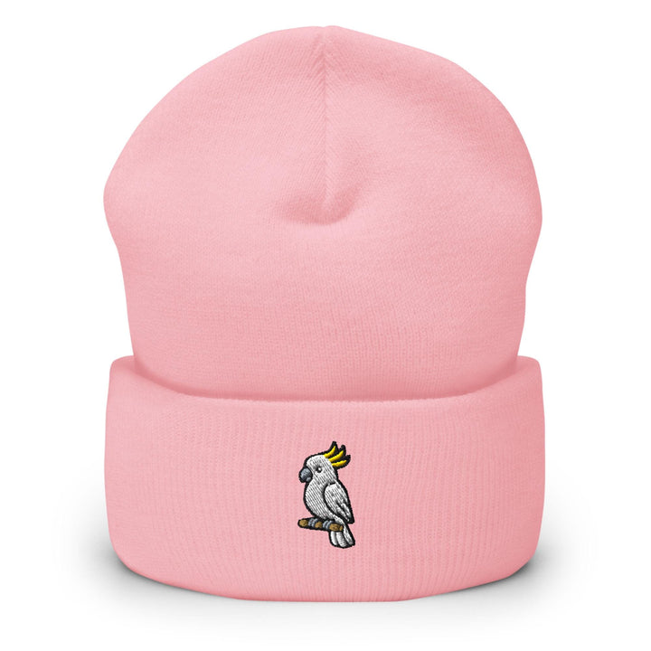 Yellow-Crested Cockatoo Embroidered Cuffed Beanie: Cozy Unisex Winter Cap