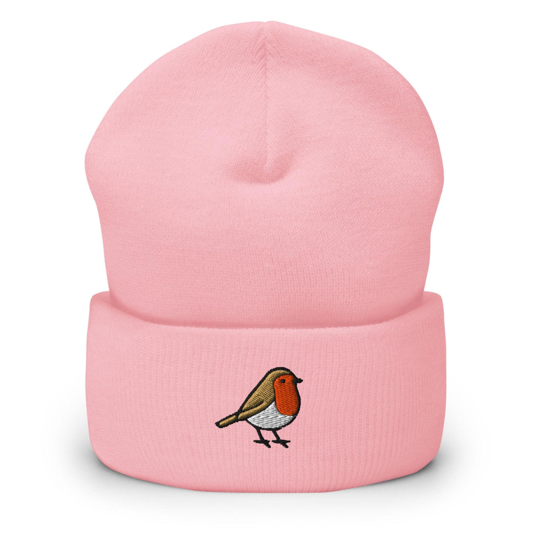 European Robin Embroidered Cuffed Beanie: Cozy Unisex Winter Cap