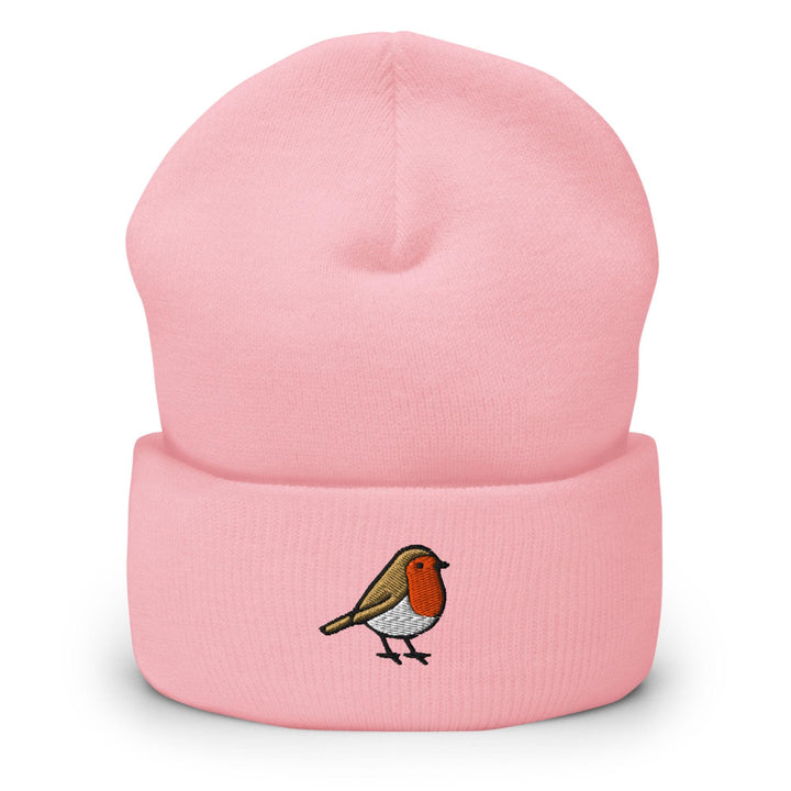 European Robin Embroidered Cuffed Beanie: Cozy Unisex Winter Cap