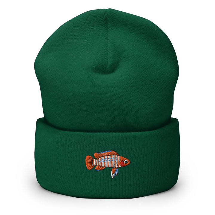 Scarlet Badis Embroidered Cuffed Beanie: Cozy Unisex Winter Cap