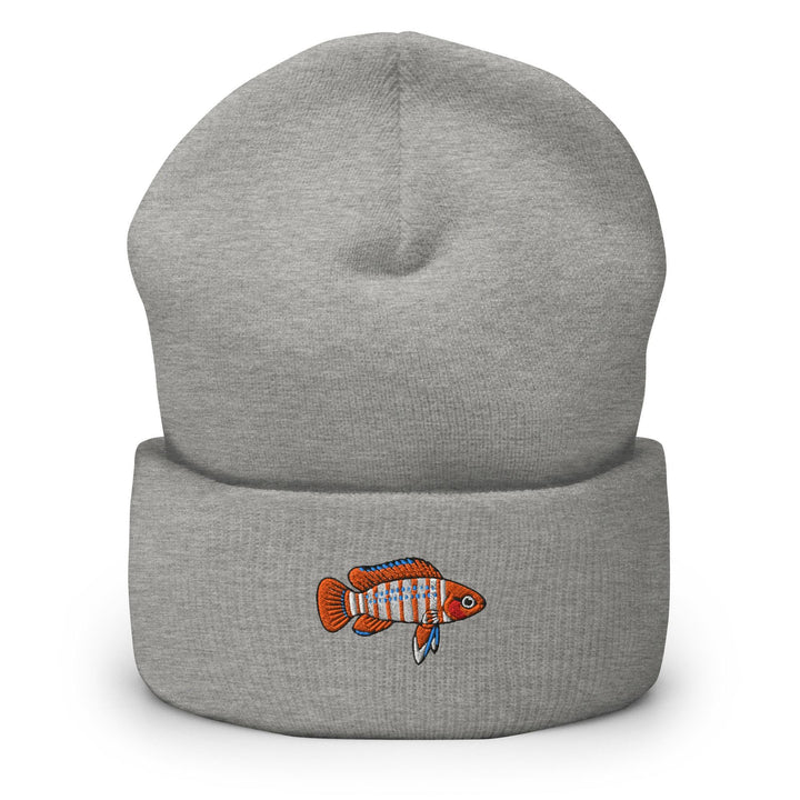 Scarlet Badis Embroidered Cuffed Beanie: Cozy Unisex Winter Cap