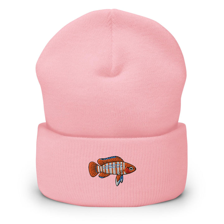Scarlet Badis Embroidered Cuffed Beanie: Cozy Unisex Winter Cap