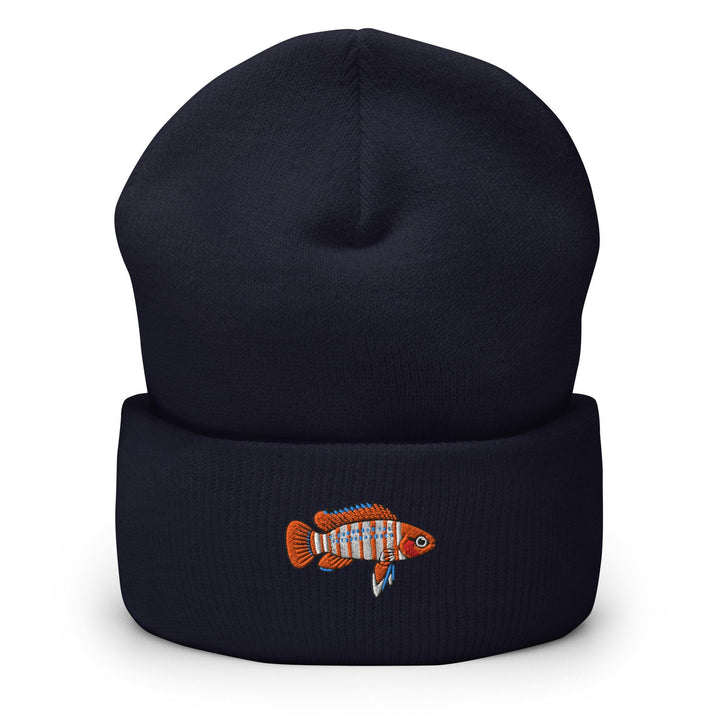 Scarlet Badis Embroidered Cuffed Beanie: Cozy Unisex Winter Cap