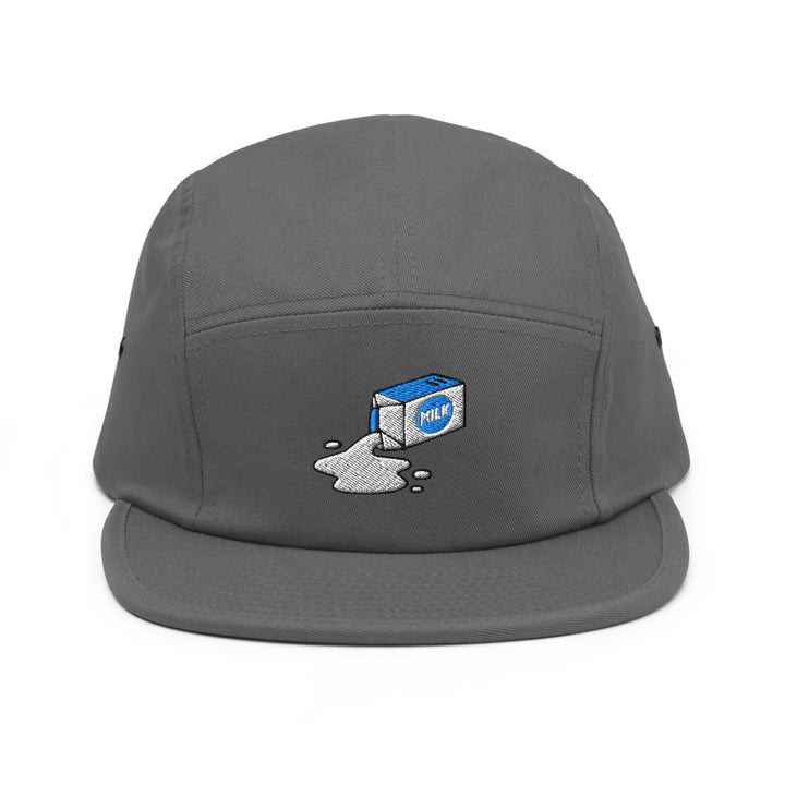 Spilled Milk Carton Embroidered 5‑Panel Cotton Camper Cap: Adjustable Fit