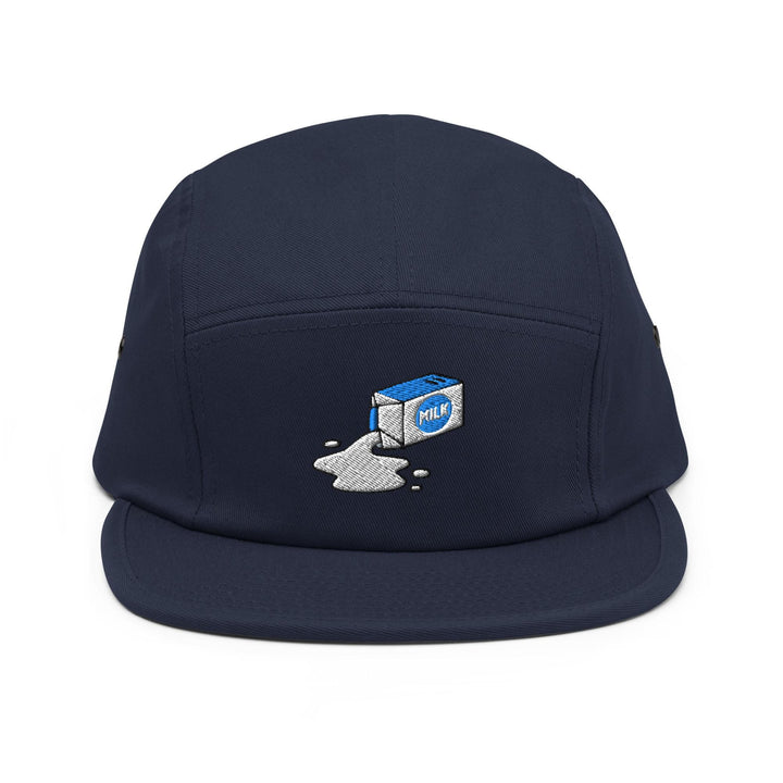 Spilled Milk Carton Embroidered 5‑Panel Cotton Camper Cap: Adjustable Fit