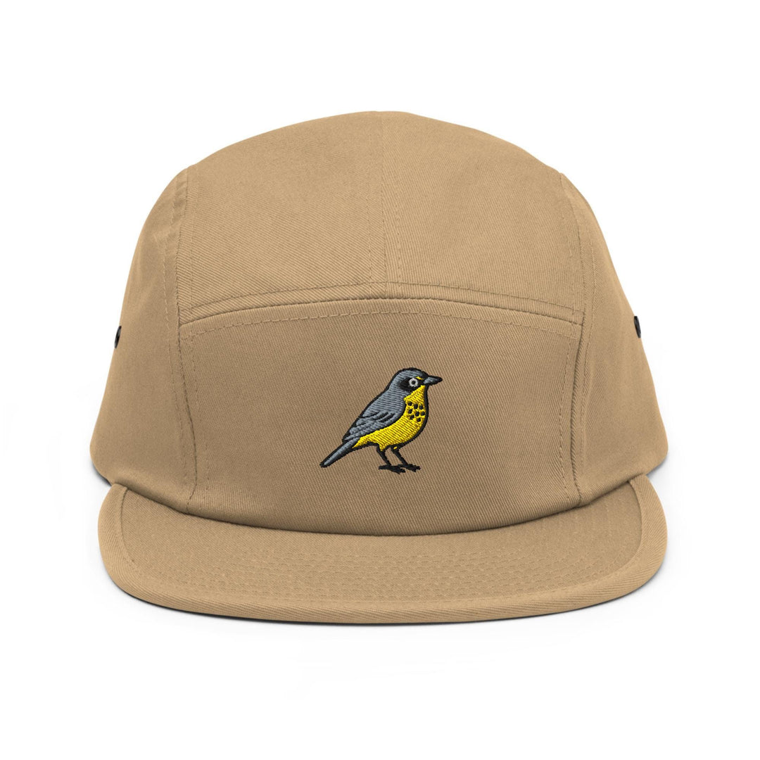 Canada Warbler Embroidered 5‑Panel Cotton Camper Cap: Adjustable Fit