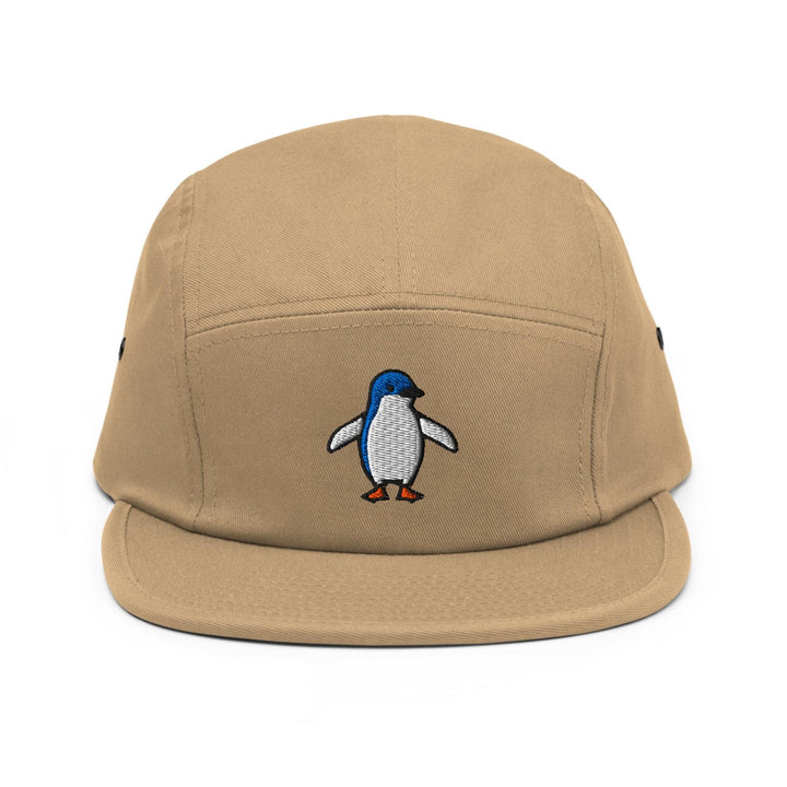 Little Fairy Penguin Embroidered 5‑Panel Cotton Camper Cap: Adjustable Fit
