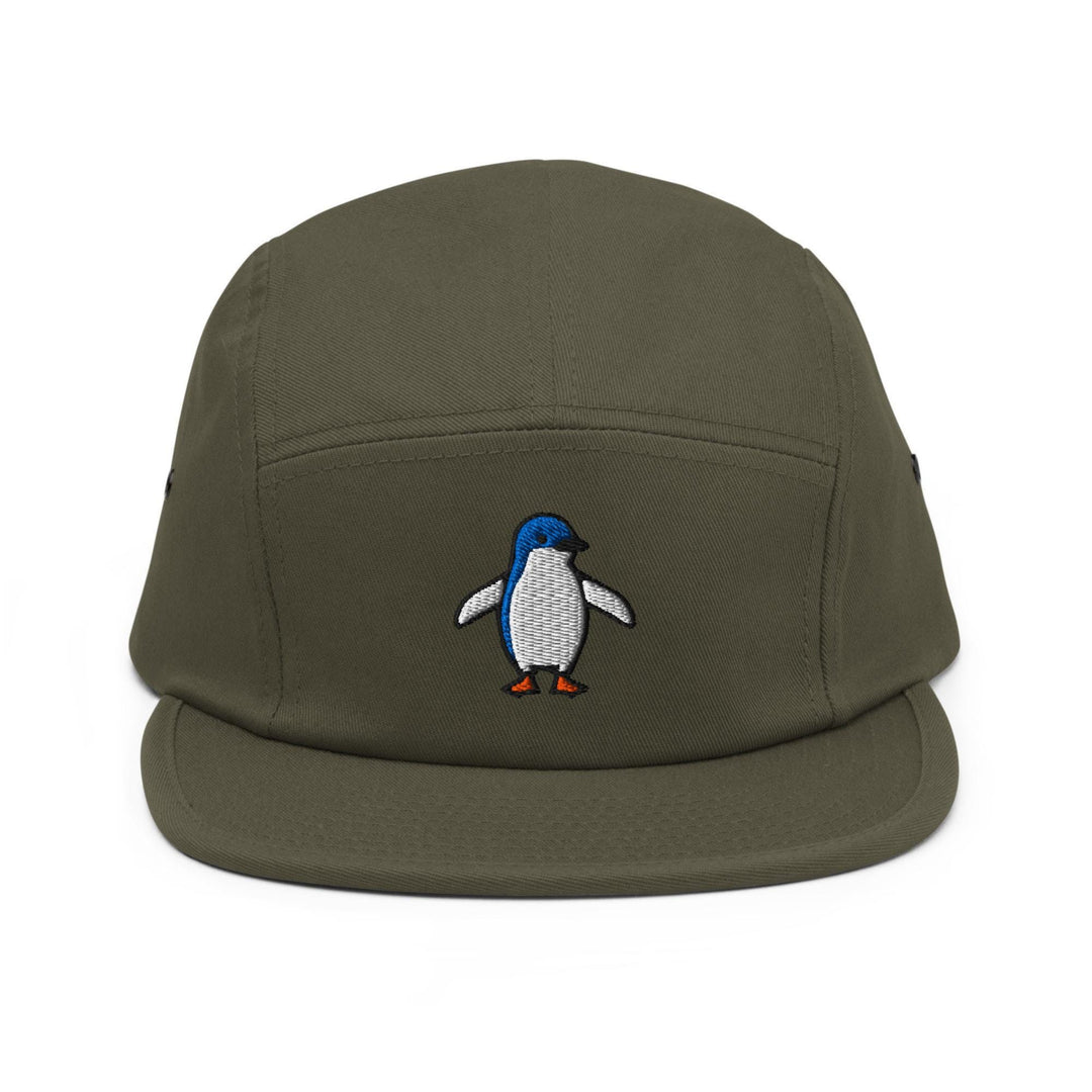 Little Fairy Penguin Embroidered 5‑Panel Cotton Camper Cap: Adjustable Fit