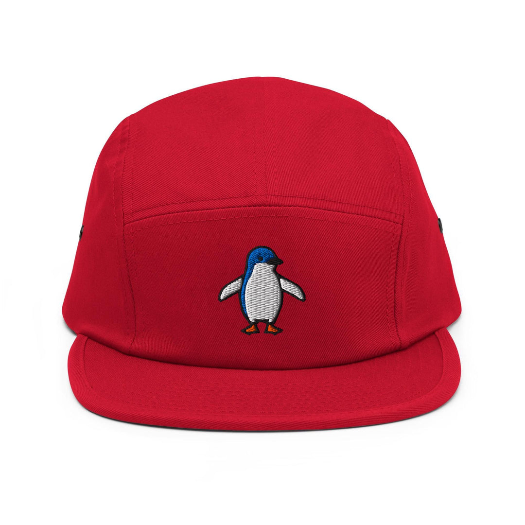 Little Fairy Penguin Embroidered 5‑Panel Cotton Camper Cap: Adjustable Fit