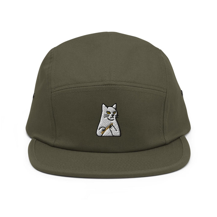 Mr. Pickles Sassy Cat Embroidered 5‑Panel Cotton Camper Cap: Adjustable Fit &amp; Designs