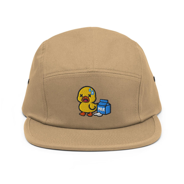 Lactose Intolerant Duck Embroidered 5‑Panel Cotton Camper Cap: Adjustable Fit