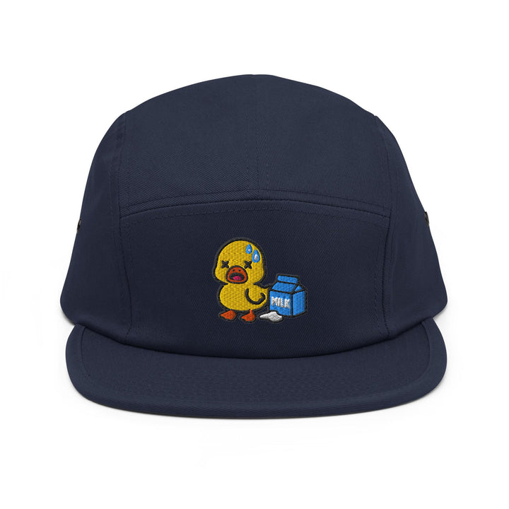 Lactose Intolerant Duck Embroidered 5‑Panel Cotton Camper Cap: Adjustable Fit