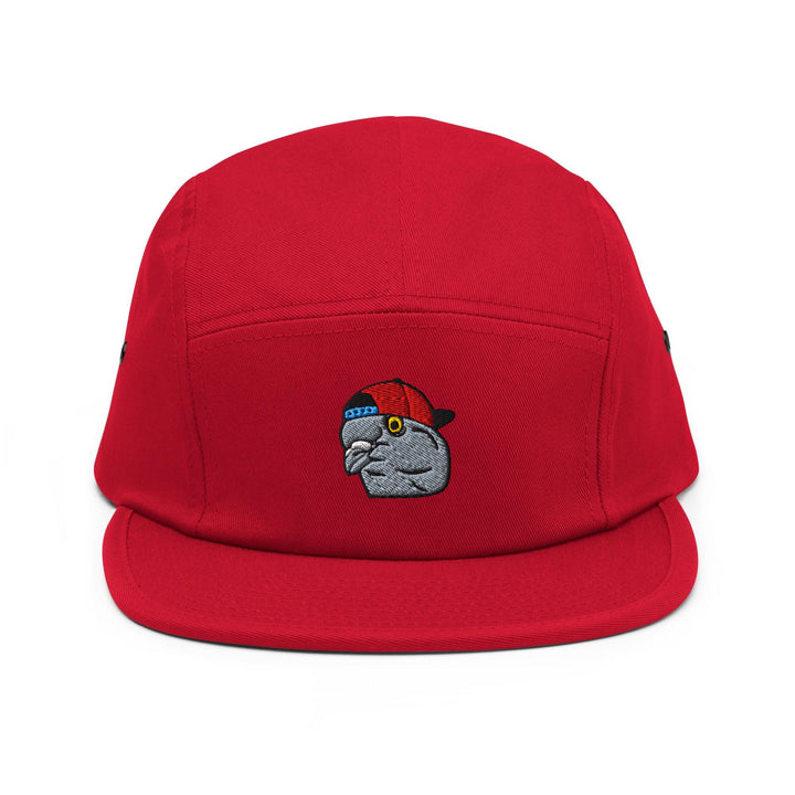 Scumbag Pigeon Embroidered 5‑Panel Cotton Camper Cap: Adjustable Fit
