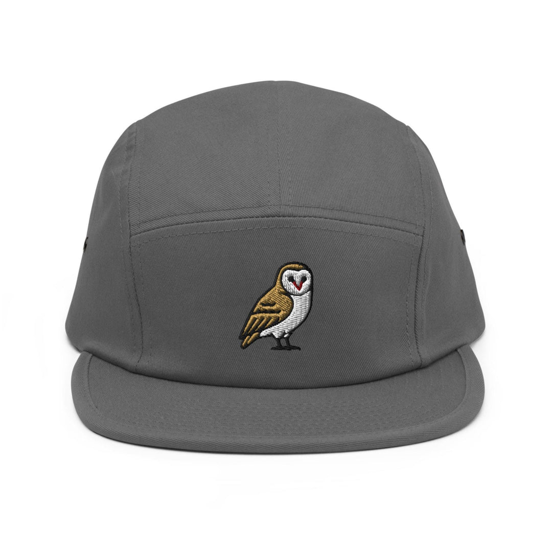 Barn Owl Embroidered 5‑Panel Cotton Camper Cap: Adjustable Fit