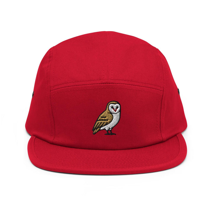 Barn Owl Embroidered 5‑Panel Cotton Camper Cap: Adjustable Fit
