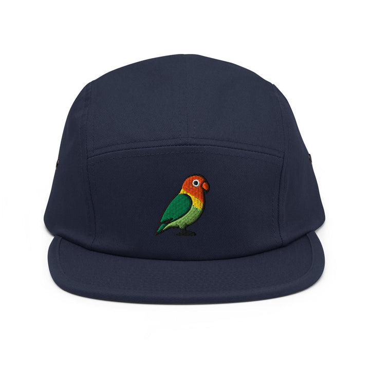 Lovebird Embroidered 5‑Panel Cotton Camper Cap: Adjustable Fit