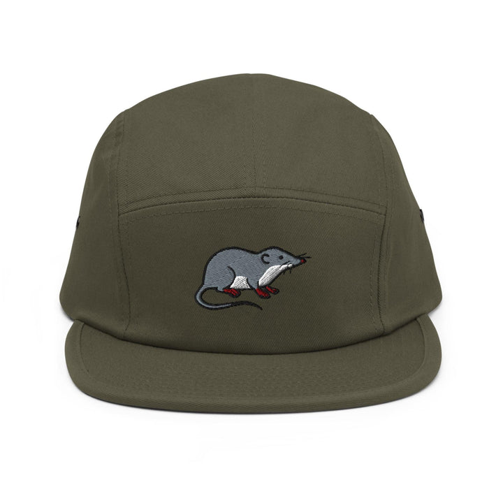 American Water Shrew (Sorex palustris) Embroidered 5‑Panel Cotton Camper Cap: Adjustable Fit