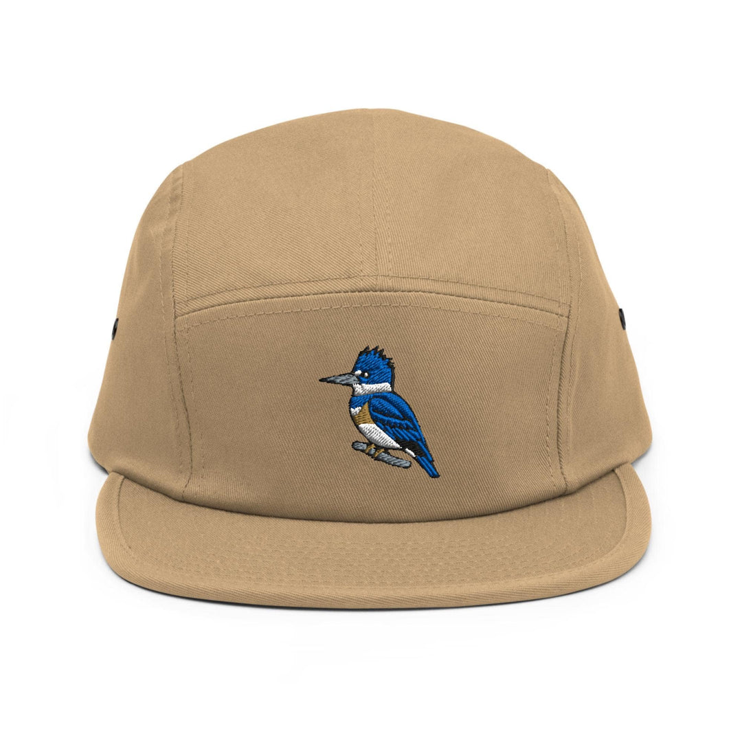 Belted Kingfisher Embroidered 5‑Panel Cotton Camper Cap: Adjustable Fit