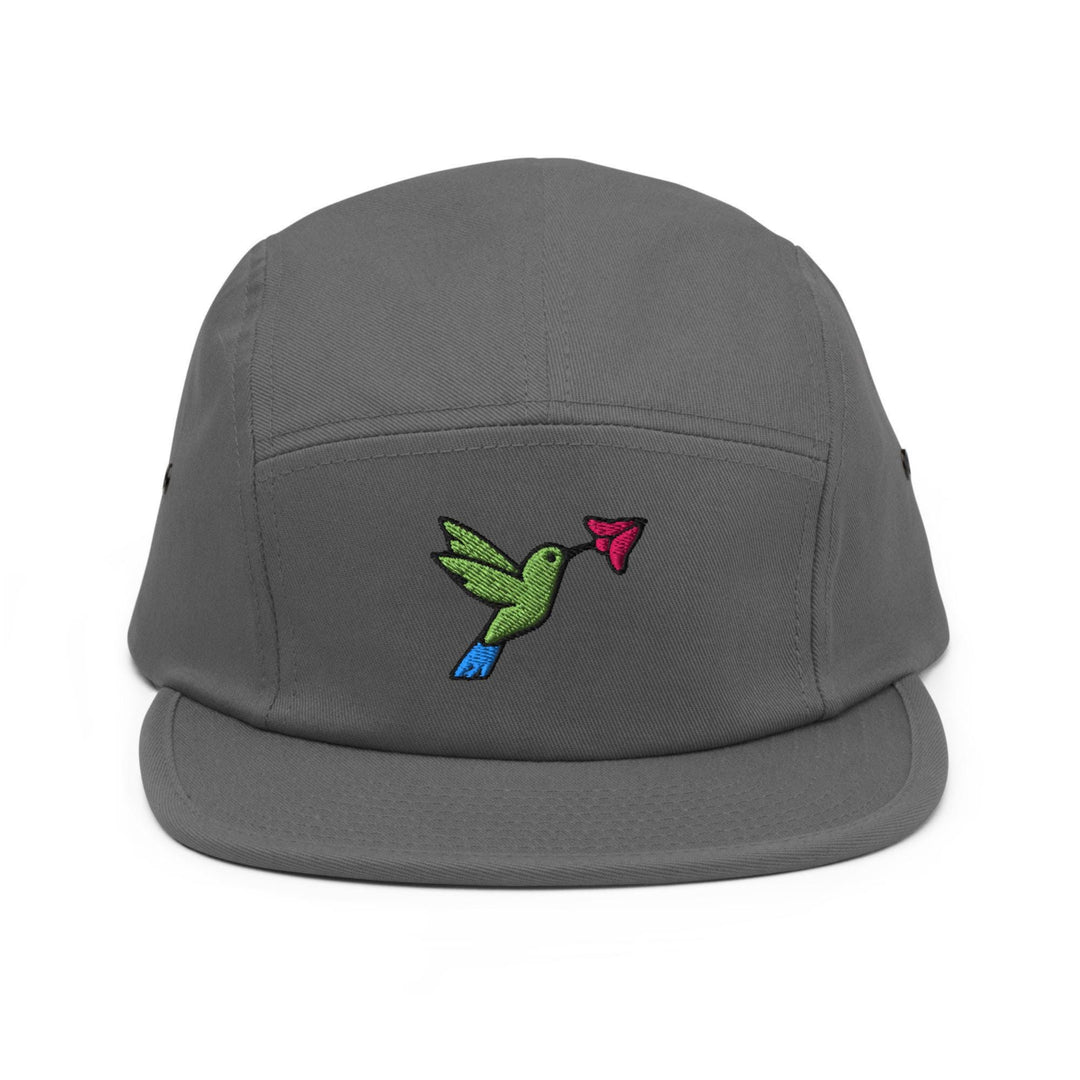 Hummingbird Embroidered 5‑Panel Cotton Camper Cap: Adjustable Fit