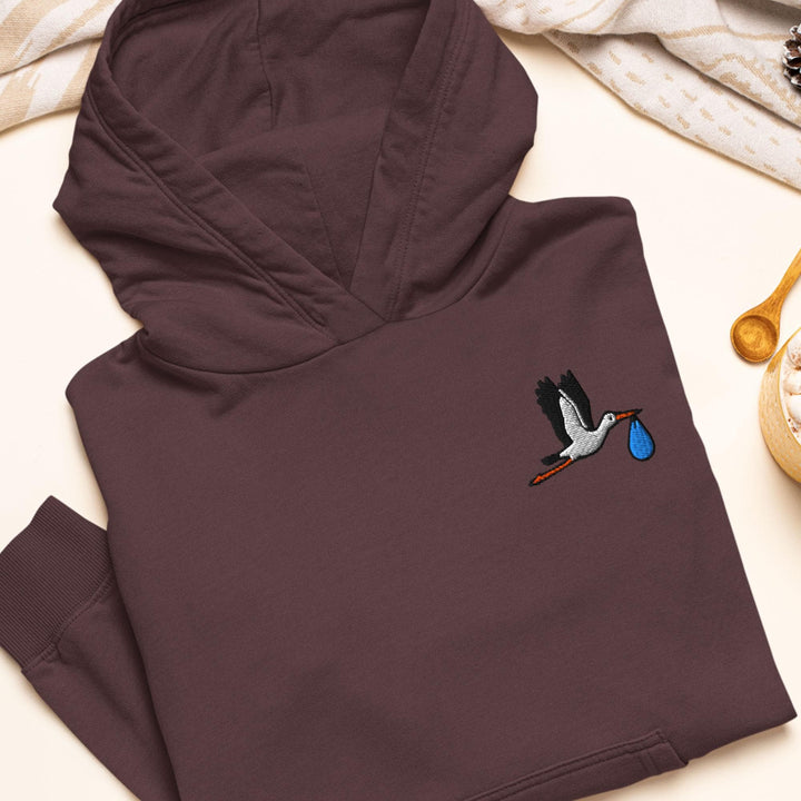 Flying Stork with Baby Bundle Embroidered Hoodie: Heavy Blend Cotton-Poly, Unisex Fit