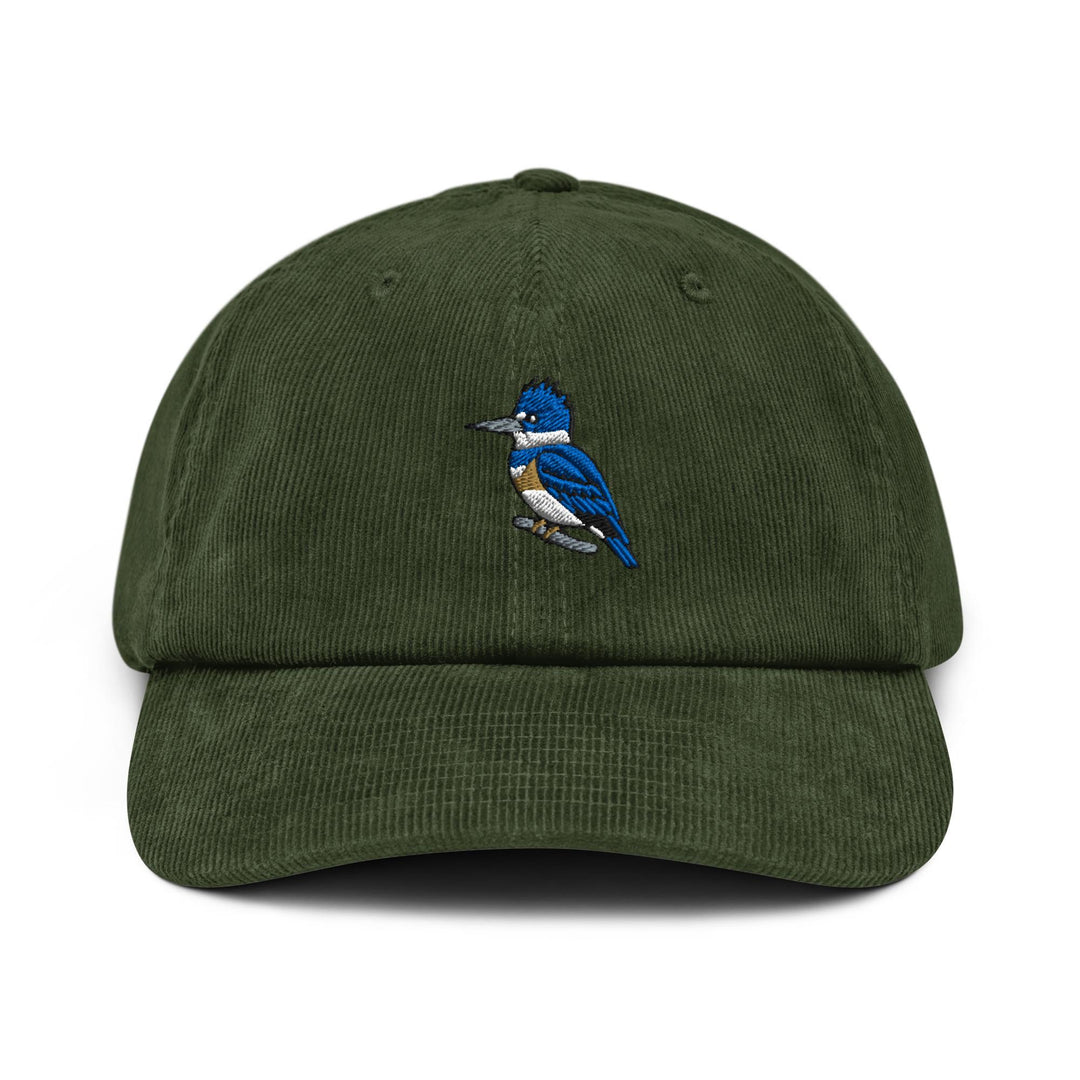 Belted Kingfisher Embroidered Cotton Corduroy Hat: Adjustable Fit