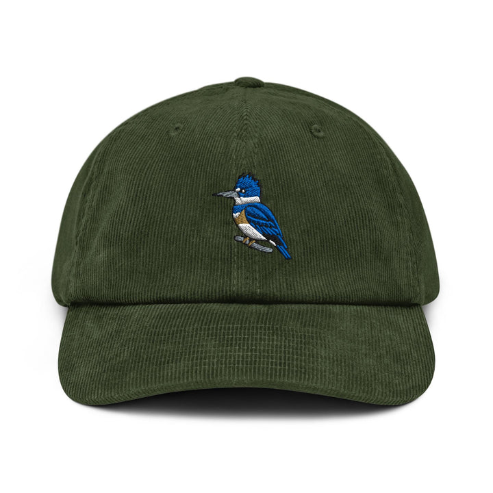Belted Kingfisher Embroidered Cotton Corduroy Hat: Adjustable Fit