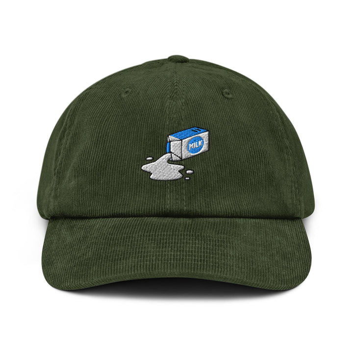 Spilled Milk Carton Embroidered Cotton Corduroy Hat: Adjustable Fit